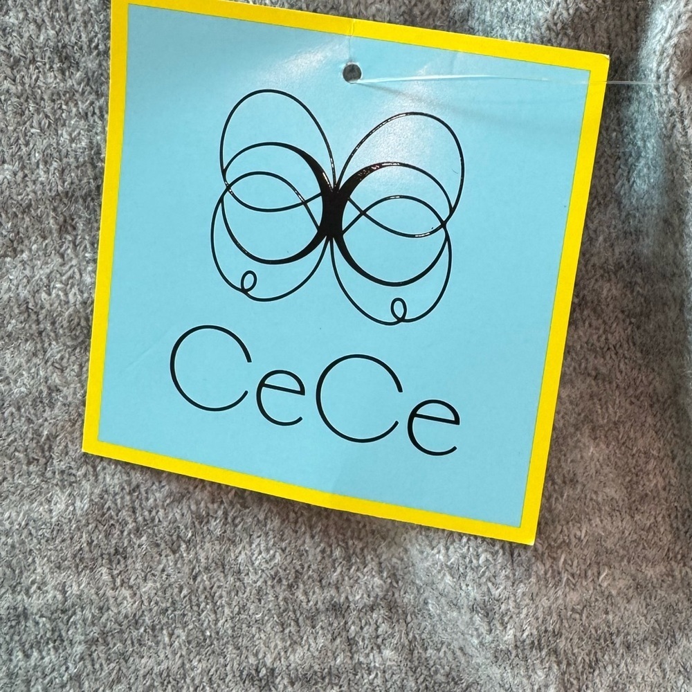 CECE MACY'S Scattered Faux Pearl Heathered Gray Sweater Size XL NWT - Picture 6 of 7